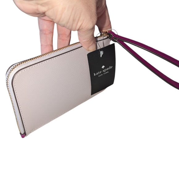 NWT Kate Spade Bicolor L zip Wristlet in Baja Rose - Picture 3 of 12